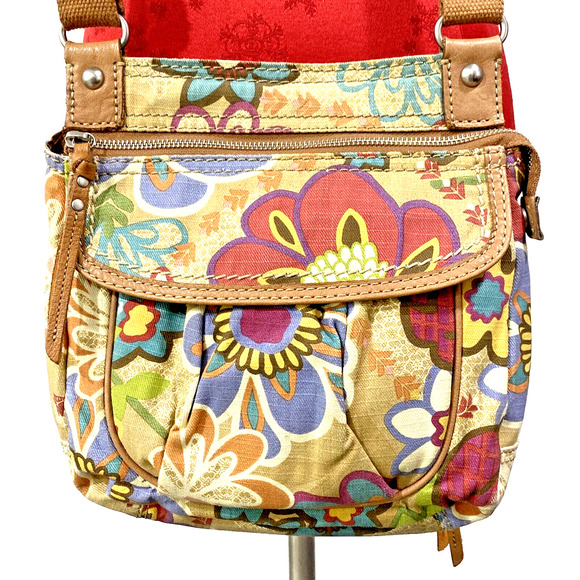 Fossil Handbags - Vintage Fossil Crossbody Bag Boho Style Purse Canvas Multicolor Adjustable Strap